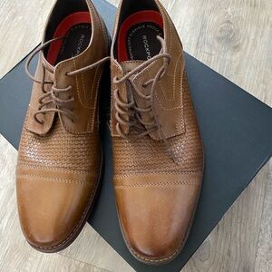 Rockport Brown Leather Oxfords with Broguing
